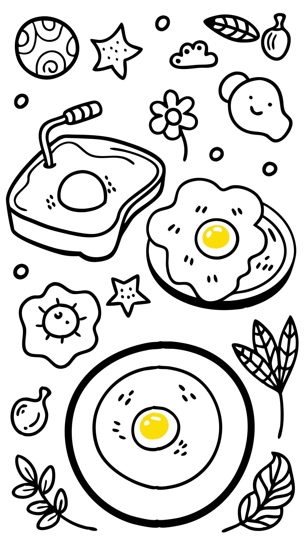 fried eggs coloring pages